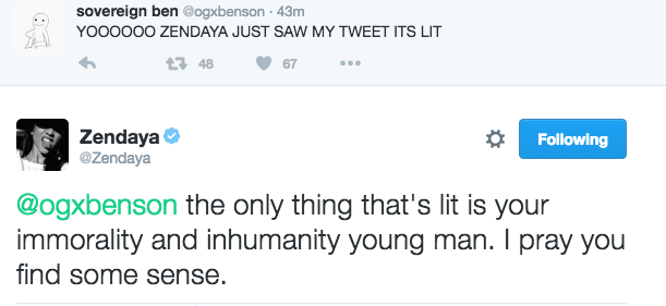 Zendaya Drags Man Who Asked Twitter Users If They Would Rape Her In A Real 'Purge'