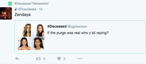 Zendaya Drags Man Who Asked Twitter Users If They Would Rape Her In A Real 'Purge'