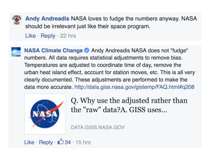 NASA Publicly Smacked Down Climate Change Deniers on Bill Nye's Facebook Page