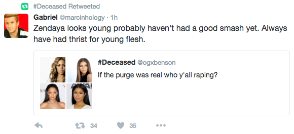 Zendaya Drags Man Who Asked Twitter Users If They Would Rape Her In A Real 'Purge'