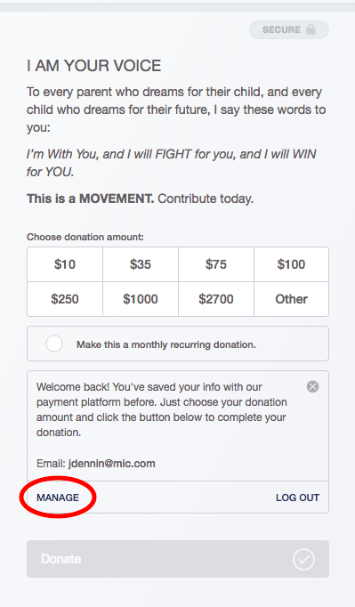 Donald Trump's Campaign Website Won't Let Some Cancel Recurring Donations