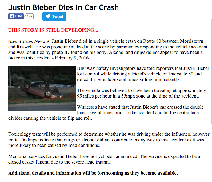 Is Justin Bieber Dead? This Site Has the Constantly Calling