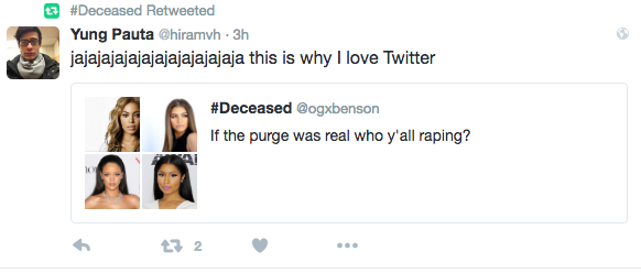 Zendaya Drags Man Who Asked Twitter Users If They Would Rape Her In A Real 'Purge'